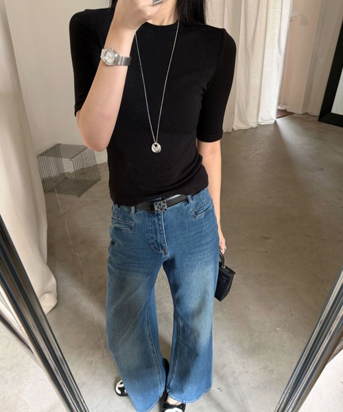 CHUN CHUN NOTES(チュンチュンノーツ)の「26AW/ベーシック5分袖ストレッチカットソー(Tシャツ/カットソー・レディース・グレー/ブラック/ホワイト・M)」の9枚目の写真