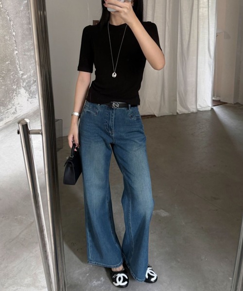 CHUN CHUN NOTES(チュンチュンノーツ)の「26AW/ベーシック5分袖ストレッチカットソー(Tシャツ/カットソー・レディース・グレー/ブラック/ホワイト・M)」の5枚目の写真