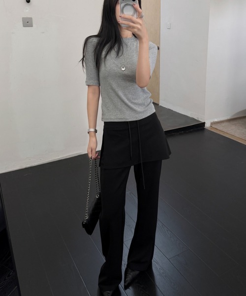 CHUN CHUN NOTES(チュンチュンノーツ)の「26AW/ベーシック5分袖ストレッチカットソー(Tシャツ/カットソー・レディース・グレー/ブラック/ホワイト・M)」の16枚目の写真