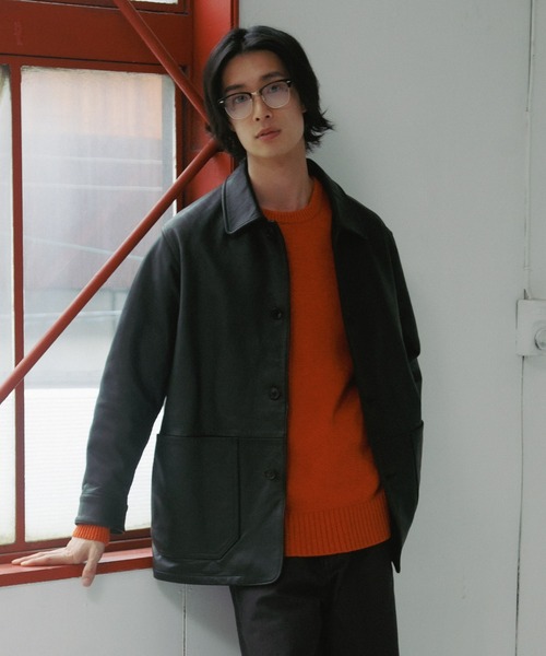 URBAN RESEARCH DOORS(アーバンリサーチドアーズ)の「Cow Leather Chore Jacket(カバーオール・メンズ・ブラック/ブラック系その他・LARGE/MEDIUM)」の3枚目の写真