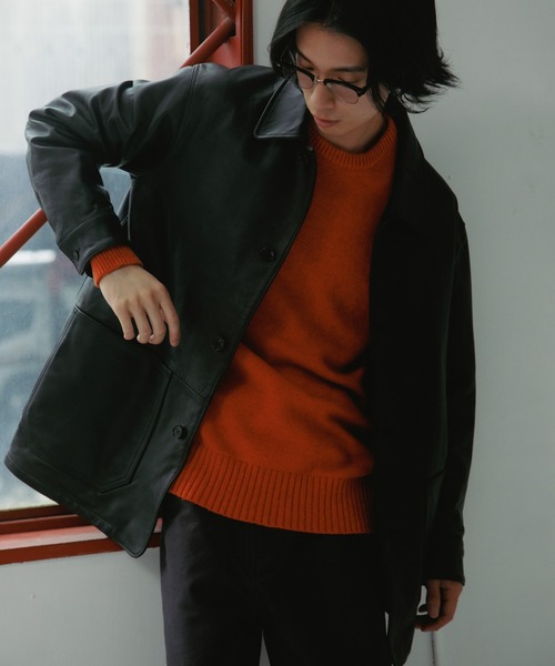 URBAN RESEARCH DOORS(アーバンリサーチドアーズ)の「Cow Leather Chore Jacket(カバーオール・メンズ・ブラック/ブラック系その他・LARGE/MEDIUM)」の4枚目の写真