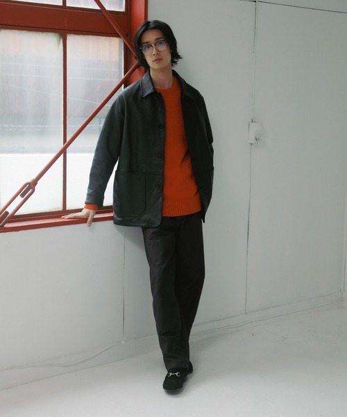 URBAN RESEARCH DOORS(アーバンリサーチドアーズ)の「Cow Leather Chore Jacket(カバーオール・メンズ・ブラック/ブラック系その他・LARGE/MEDIUM)」の7枚目の写真