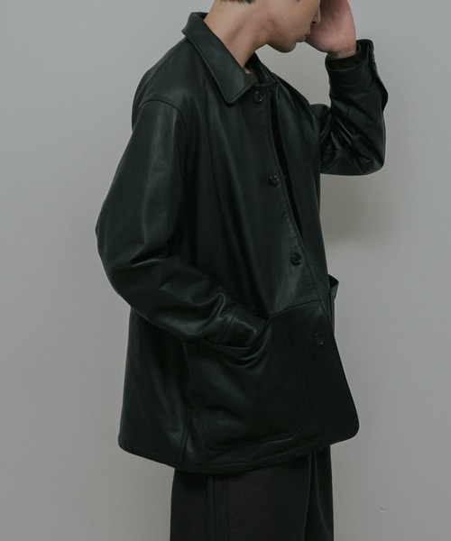 URBAN RESEARCH DOORS(アーバンリサーチドアーズ)の「Cow Leather Chore Jacket(カバーオール・メンズ・ブラック/ブラック系その他・LARGE/MEDIUM)」の17枚目の写真