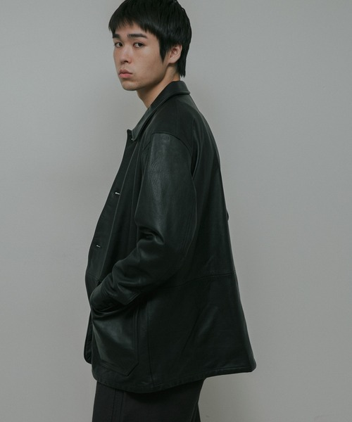 URBAN RESEARCH DOORS(アーバンリサーチドアーズ)の「Cow Leather Chore Jacket(カバーオール・メンズ・ブラック/ブラック系その他・LARGE/MEDIUM)」の18枚目の写真