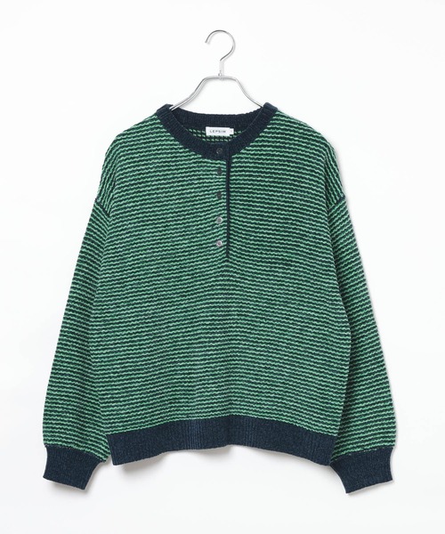 LEPSIM(レプシィム)の「MOUL/ヘンリーボーダーニット 1069246(ニット/セーター・レディース・イエロー系その他/グレー系その他/ブルー系その他/グリーン系その他/ホワイト系その他/レッド系その他・FREE)」の3枚目の写真