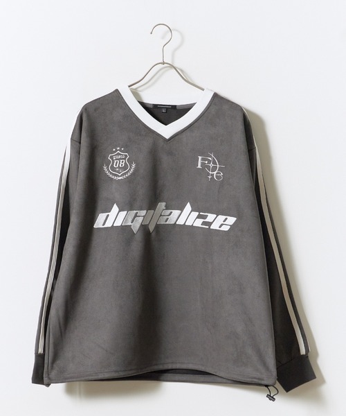 ROOPTOKYO（ループトウキョウ）の「カットスエードL/Sゲームシャツ ロンT 長袖 ユニフォーム風 サッカーTシャツ フロント刺繍 袖ライン 裾ドロスト メンズ レディース 2026年 秋 秋服 冬 冬服（Tシャツ/カットソー・メンズ・アイボリー/チャコール・M/L）」の11枚目の写真