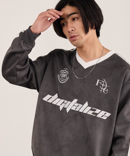 ROOPTOKYO（ループトウキョウ）の「カットスエードL/Sゲームシャツ ロンT 長袖 ユニフォーム風 サッカーTシャツ フロント刺繍 袖ライン 裾ドロスト メンズ レディース 2026年 秋 秋服 冬 冬服（Tシャツ/カットソー・メンズ・アイボリー/チャコール・M/L）」の13枚目の写真