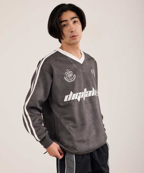 ROOPTOKYO（ループトウキョウ）の「カットスエードL/Sゲームシャツ ロンT 長袖 ユニフォーム風 サッカーTシャツ フロント刺繍 袖ライン 裾ドロスト メンズ レディース 2026年 秋 秋服 冬 冬服（Tシャツ/カットソー・メンズ・アイボリー/チャコール・M/L）」の15枚目の写真