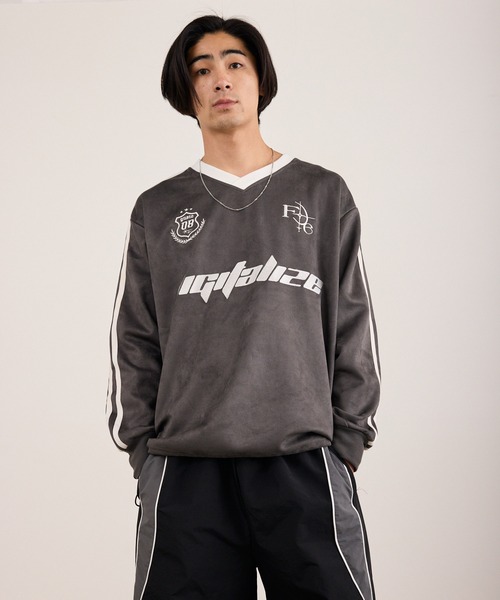 ROOPTOKYO（ループトウキョウ）の「カットスエードL/Sゲームシャツ ロンT 長袖 ユニフォーム風 サッカーTシャツ フロント刺繍 袖ライン 裾ドロスト メンズ レディース 2026年 秋 秋服 冬 冬服（Tシャツ/カットソー・メンズ・アイボリー/チャコール・M/L）」の17枚目の写真