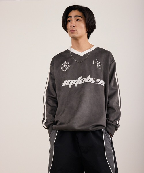 ROOPTOKYO（ループトウキョウ）の「カットスエードL/Sゲームシャツ ロンT 長袖 ユニフォーム風 サッカーTシャツ フロント刺繍 袖ライン 裾ドロスト メンズ レディース 2026年 秋 秋服 冬 冬服（Tシャツ/カットソー・メンズ・アイボリー/チャコール・M/L）」の18枚目の写真