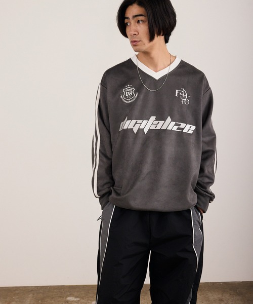 ROOPTOKYO（ループトウキョウ）の「カットスエードL/Sゲームシャツ ロンT 長袖 ユニフォーム風 サッカーTシャツ フロント刺繍 袖ライン 裾ドロスト メンズ レディース 2026年 秋 秋服 冬 冬服（Tシャツ/カットソー・メンズ・アイボリー/チャコール・M/L）」の16枚目の写真