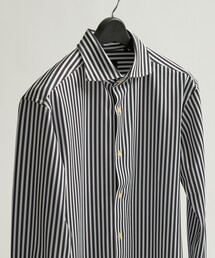 【ON/OFF兼用】360°ストレッチ ロンドンストライプ ワイドカラーシャツ / FLEX SHIRTS