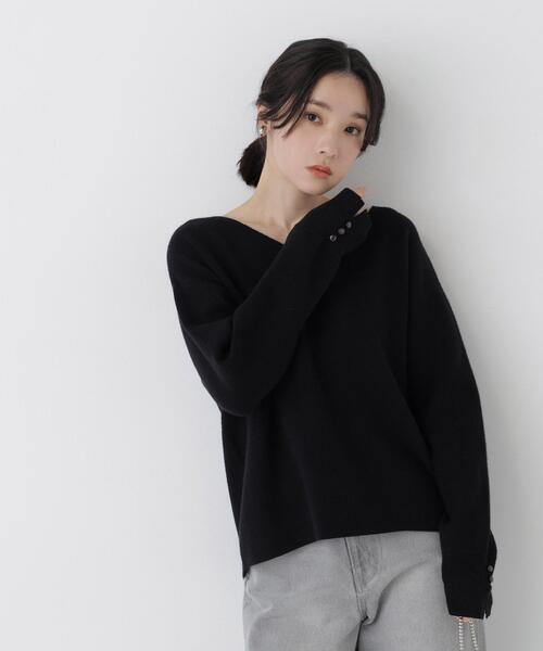 NATURAL BEAUTY BASIC(ナチュラルビューティーベーシック)の「ダブルジャガードVネックニット(ニット/セーター・レディース・ブルー/ブラック/オフホワイト/ブラウン・FREE)」の20枚目の写真