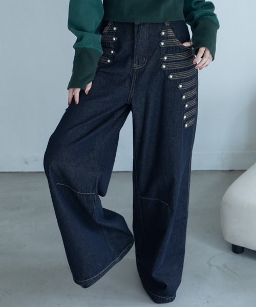 VACANCY(ヴァカンシー)の「ナポレオンボタンカーブデニム(デニムパンツ・レディース・ダークブルー・LARGE/MEDIUM/SMALL)」の15枚目の写真