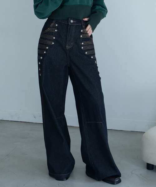 VACANCY(ヴァカンシー)の「ナポレオンボタンカーブデニム(デニムパンツ・レディース・ダークブルー・LARGE/MEDIUM/SMALL)」の14枚目の写真