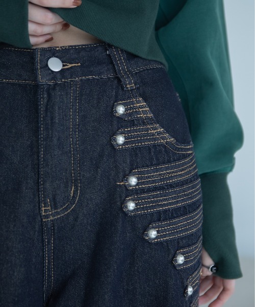 VACANCY(ヴァカンシー)の「ナポレオンボタンカーブデニム(デニムパンツ・レディース・ダークブルー・LARGE/MEDIUM/SMALL)」の10枚目の写真