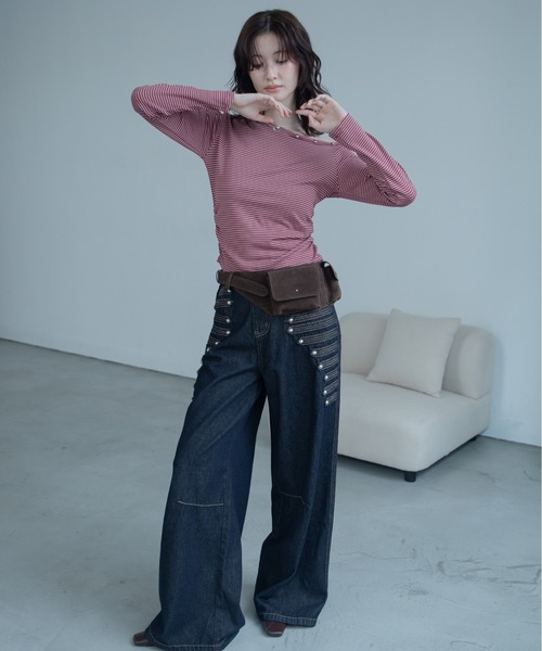VACANCY(ヴァカンシー)の「ナポレオンボタンカーブデニム(デニムパンツ・レディース・ダークブルー・LARGE/MEDIUM/SMALL)」の3枚目の写真