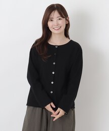 コットン バスククルーネックカーディガン