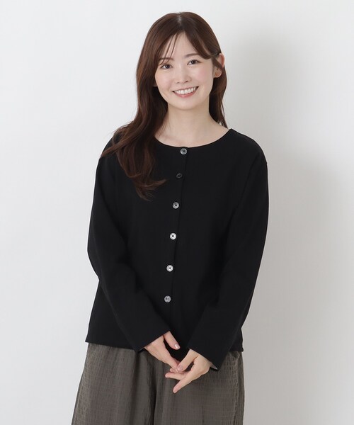 one'sterrace(ワンズテラス)の「コットン バスククルーネックカーディガン(カーディガン/ボレロ・レディース・ブラック系8/ブルー系その他7/ベージュ系8・02)」の1枚目の写真
