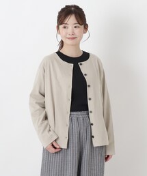 コットン バスククルーネックカーディガン