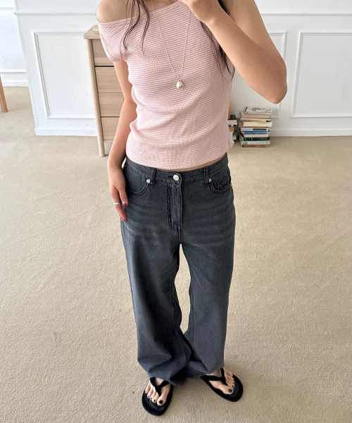 PLAC WOMEN(プレイス・ウィメン)の「リネンブレンドストレートデニムパンツ M09 ダークグレー(デニムパンツ・レディース・チャコールグレー・24)」の3枚目の写真