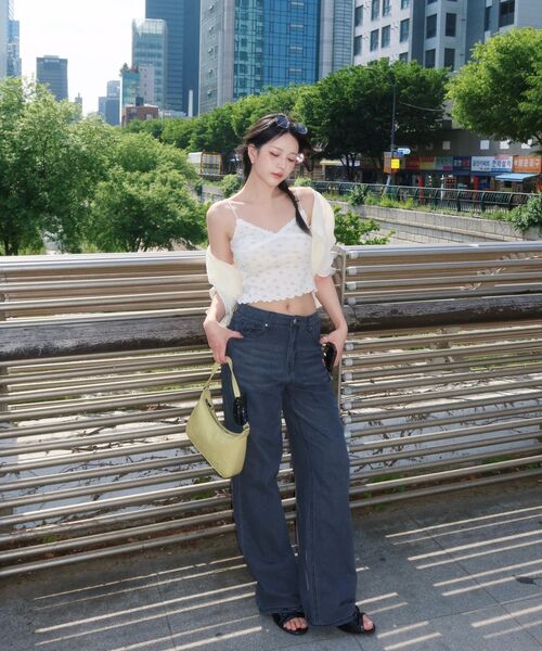 PLAC WOMEN(プレイス・ウィメン)の「リネンブレンドストレートデニムパンツ M09 ダークグレー(デニムパンツ・レディース・チャコールグレー・24)」の10枚目の写真