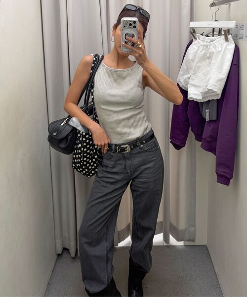 PLAC WOMEN(プレイス・ウィメン)の「リネンブレンドストレートデニムパンツ M09 ダークグレー(デニムパンツ・レディース・チャコールグレー・24)」の14枚目の写真