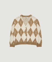 ARIA BRUSHED ARGYLE CARDIGAN