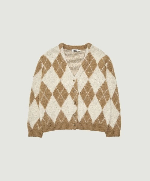 GRVRGROVE(グローブ)の「ARIA BRUSHED ARGYLE CARDIGAN(カーディガン/ボレロ・レディース・ワイン/ベージュ/ネイビー・フリー)」の2枚目の写真