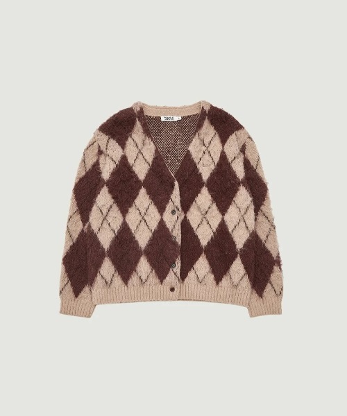 GRVRGROVE(グローブ)の「ARIA BRUSHED ARGYLE CARDIGAN(カーディガン/ボレロ・レディース・ワイン/ベージュ/ネイビー・フリー)」の7枚目の写真