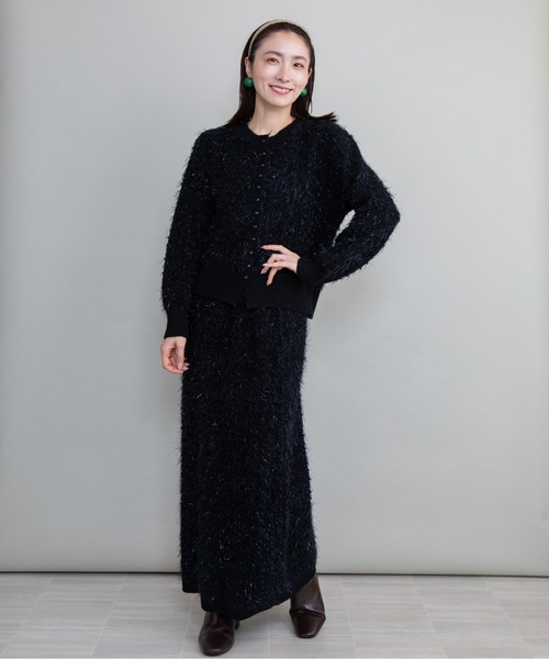 lodie(ロディ)の「【セット】ジャガードニットカーデ×マーメイドスカート(セットアップ・レディース・グレー/アイボリー/ブラック・FREE)」の4枚目の写真