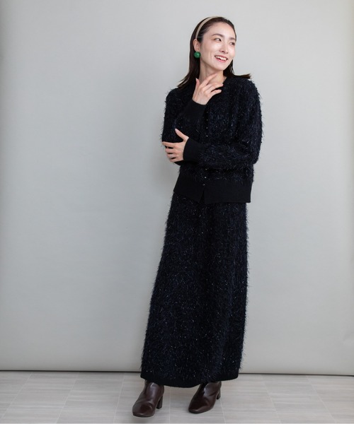 lodie(ロディ)の「【セット】ジャガードニットカーデ×マーメイドスカート(セットアップ・レディース・グレー/アイボリー/ブラック・FREE)」の8枚目の写真