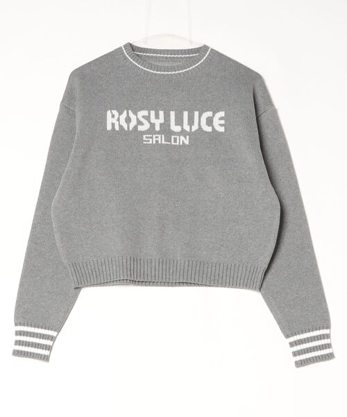 Rosy luce(ロージールーチェ)の「ラインロゴニット(ニット/セーター・レディース・グレー/アイボリー・FREE)」の1枚目の写真