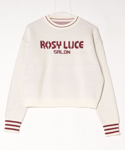 Rosy luce(ロージールーチェ)の「ラインロゴニット(ニット/セーター・レディース・グレー/アイボリー・FREE)」の2枚目の写真