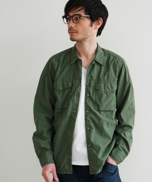 green label relaxing(グリーンレーベルリラクシング)の「SC G/D NY/TAFFETA ミリタリー シャツジャケット◆(シャツ/ブラウス・メンズ・オリーブ/ネイビー・SMALL/LARGE/MEDIUM)」の2枚目の写真