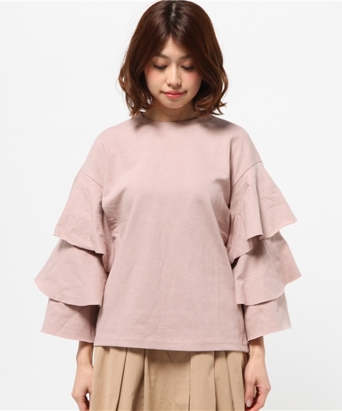 WHO'S WHO gallery（フーズフーギャラリー）の「【BURNINGMAN】3段フリルTEE（Tシャツ/カットソー・レディース・ホワイト/ピンク/ブラック・FREE）」の5枚目の写真