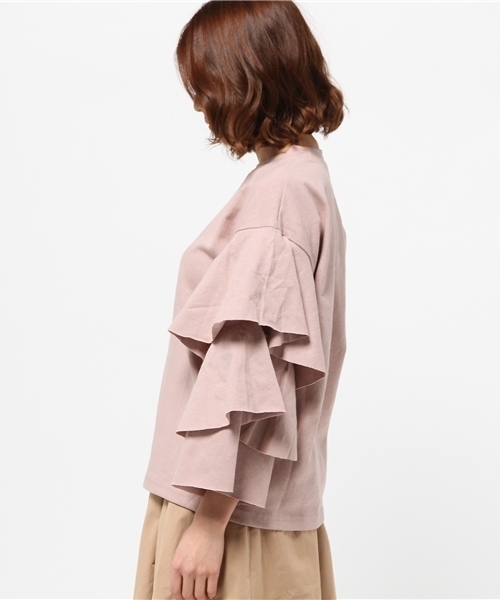 WHO'S WHO gallery（フーズフーギャラリー）の「【BURNINGMAN】3段フリルTEE（Tシャツ/カットソー・レディース・ホワイト/ピンク/ブラック・FREE）」の6枚目の写真