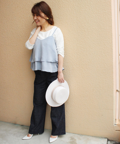 LIMITLESS LUXURY（リミットレスラグジュアリー）の「2ダンフリルキャミ◆（シャツ/ブラウス・レディース・ホワイト/ネイビー/ブルー系その他・FREE）」の12枚目の写真