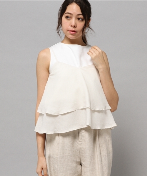 LIMITLESS LUXURY（リミットレスラグジュアリー）の「2ダンフリルキャミ◆（シャツ/ブラウス・レディース・ホワイト/ネイビー/ブルー系その他・FREE）」の2枚目の写真