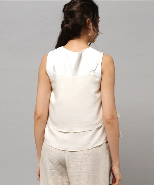 LIMITLESS LUXURY（リミットレスラグジュアリー）の「2ダンフリルキャミ◆（シャツ/ブラウス・レディース・ホワイト/ネイビー/ブルー系その他・FREE）」の6枚目の写真