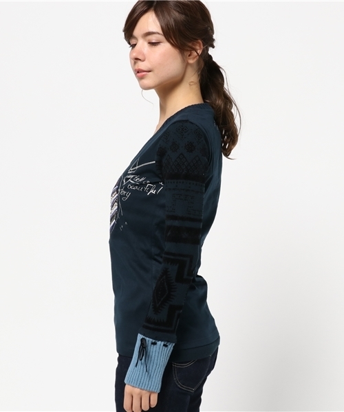 Desigual（デシグアル）の「「Desigual/デシグアル」Tシャツ（Tシャツ/カットソー・レディース・ブルー系その他・LARGE/SMALL/MEDIUM/X-LARGE/X-SMALL）」の4枚目の写真