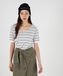 MOUSSY | Panel border knit tee(Tシャツ/カットソー)
