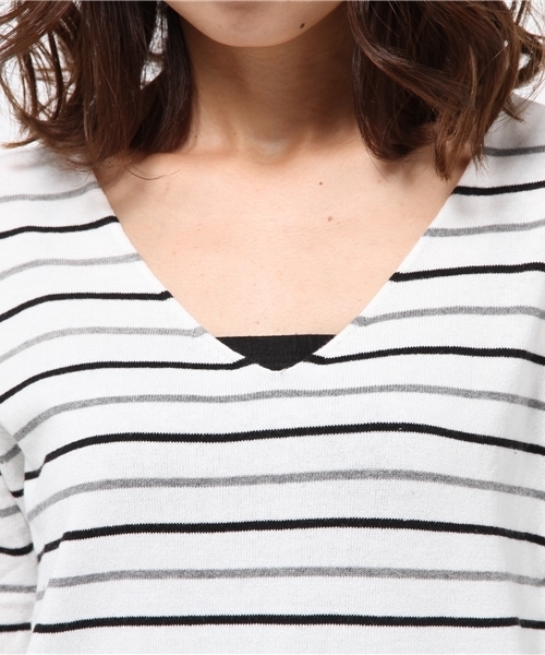 MOUSSY(マウジー)の「Panel border knit tee(Tシャツ/カットソー・レディース・ブラック系その他/ホワイト系その他/キャメル・FREE)」の7枚目の写真