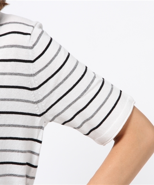 MOUSSY(マウジー)の「Panel border knit tee(Tシャツ/カットソー・レディース・ブラック系その他/ホワイト系その他/キャメル・FREE)」の8枚目の写真