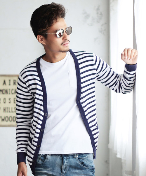 jiggys shop（ジギーズショップ）の「コットン カラー ニット カーディガン（カーディガン/ボレロ・メンズ・ブラック系その他/杢グレー/レッド/ブラック/ネイビー/ブルー系その他/グリーン/ミックスグレー/ブラウン系その他/グレー/ラベンダー/インディゴブルー/ピンク/サックスブルー/ブルー系その他3/ブラック系その他2/ピンク系その他/オレンジ/ブルー系その他2/ワイン/ブルー系その他4/ベージュ系その他3/ブラウン系その他2/ベージュ系その他2/ブルー系その他5/グレイッシュベージュ・MEDIUM/X-LARGE/LARGE/SMALL）」の17枚目の写真