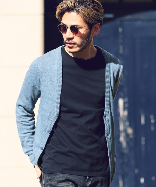 jiggys shop（ジギーズショップ）の「コットン カラー ニット カーディガン（カーディガン/ボレロ・メンズ・ブラック系その他/杢グレー/レッド/ブラック/ネイビー/ブルー系その他/グリーン/ミックスグレー/ブラウン系その他/グレー/ラベンダー/インディゴブルー/ピンク/サックスブルー/ブルー系その他3/ブラック系その他2/ピンク系その他/オレンジ/ブルー系その他2/ワイン/ブルー系その他4/ベージュ系その他3/ブラウン系その他2/ベージュ系その他2/ブルー系その他5/グレイッシュベージュ・MEDIUM/X-LARGE/LARGE/SMALL）」の16枚目の写真