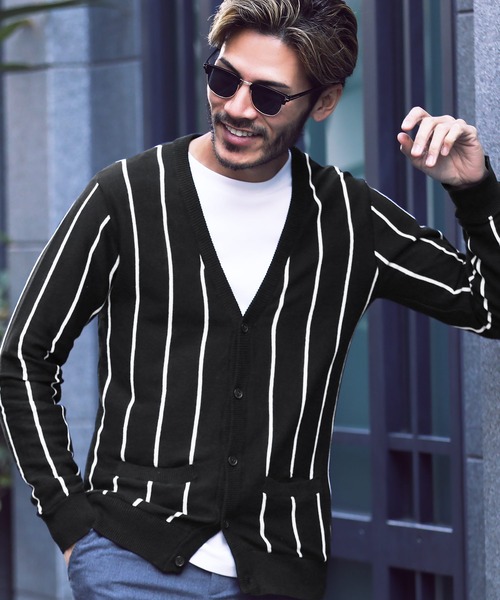 jiggys shop（ジギーズショップ）の「コットン カラー ニット カーディガン（カーディガン/ボレロ・メンズ・ブラック系その他/杢グレー/レッド/ブラック/ネイビー/ブルー系その他/グリーン/ミックスグレー/ブラウン系その他/グレー/ラベンダー/インディゴブルー/ピンク/サックスブルー/ブルー系その他3/ブラック系その他2/ピンク系その他/オレンジ/ブルー系その他2/ワイン/ブルー系その他4/ベージュ系その他3/ブラウン系その他2/ベージュ系その他2/ブルー系その他5/グレイッシュベージュ・MEDIUM/X-LARGE/LARGE/SMALL）」の4枚目の写真