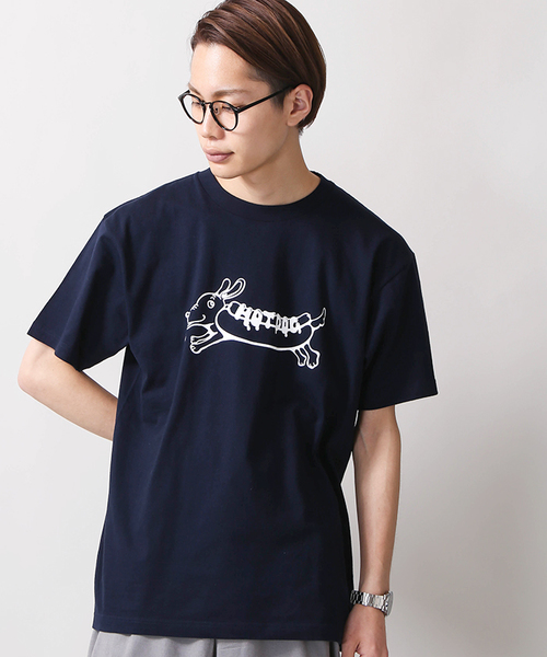 WEGO(ウィゴー)の「WEGO/モチーフロゴTシャツ(Tシャツ/カットソー・メンズ・ホワイト系その他/ネイビー/ホワイト/ライトピンク・MEDIUM/LARGE)」の4枚目の写真