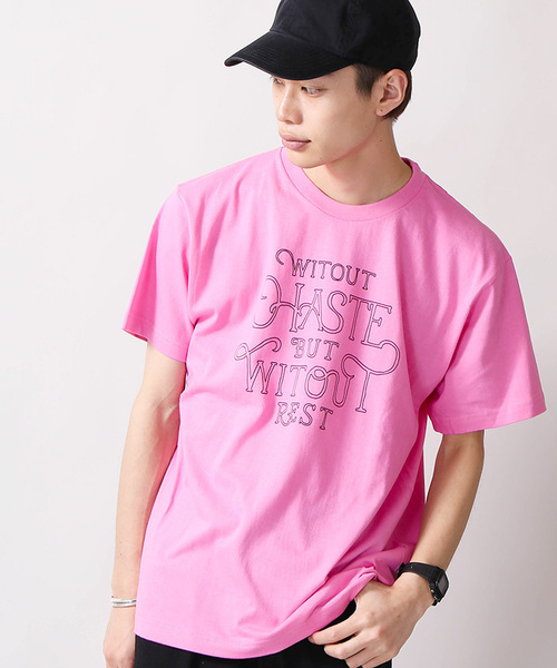 WEGO(ウィゴー)の「WEGO/モチーフロゴTシャツ(Tシャツ/カットソー・メンズ・ホワイト系その他/ネイビー/ホワイト/ライトピンク・MEDIUM/LARGE)」の2枚目の写真
