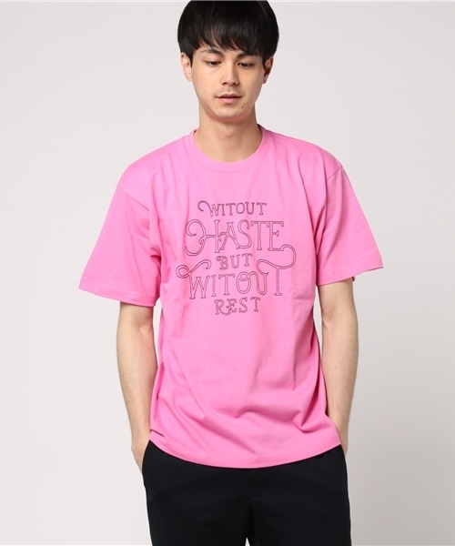 WEGO(ウィゴー)の「WEGO/モチーフロゴTシャツ(Tシャツ/カットソー・メンズ・ホワイト系その他/ネイビー/ホワイト/ライトピンク・MEDIUM/LARGE)」の11枚目の写真